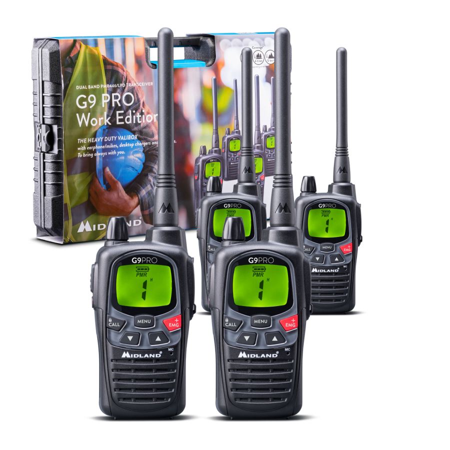 Communication, Mobile Phones, Smartwatches :: Walkie-Talkie :: Midland G9  PRO portable transceiver, 1800mAh NiMh battery, desktop charger, CTCSS,  VOX, PMR446 channels: 8 +16 stored /LPD channels: 69, vibra call